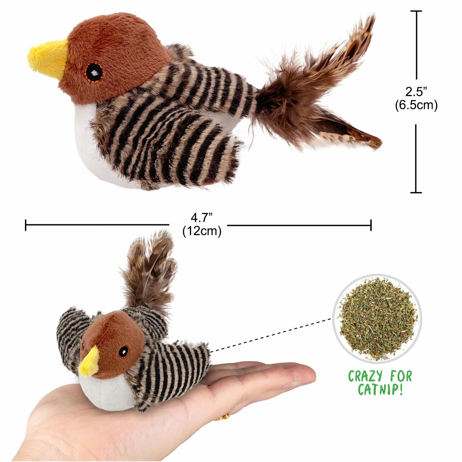 Interactive Cat Toy, Chirping Bird with Feather 